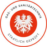 Logo Gas und Sanitärtechnik/Staatlich geprüft